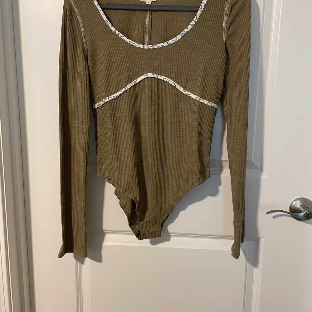 Olive Green Long Sleeve Bodysuit POL